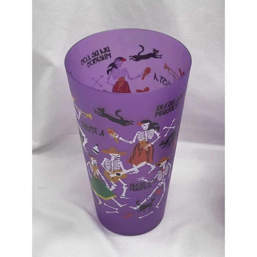 Halloween Dia De Los Muertos Cups Purple Set Of 4